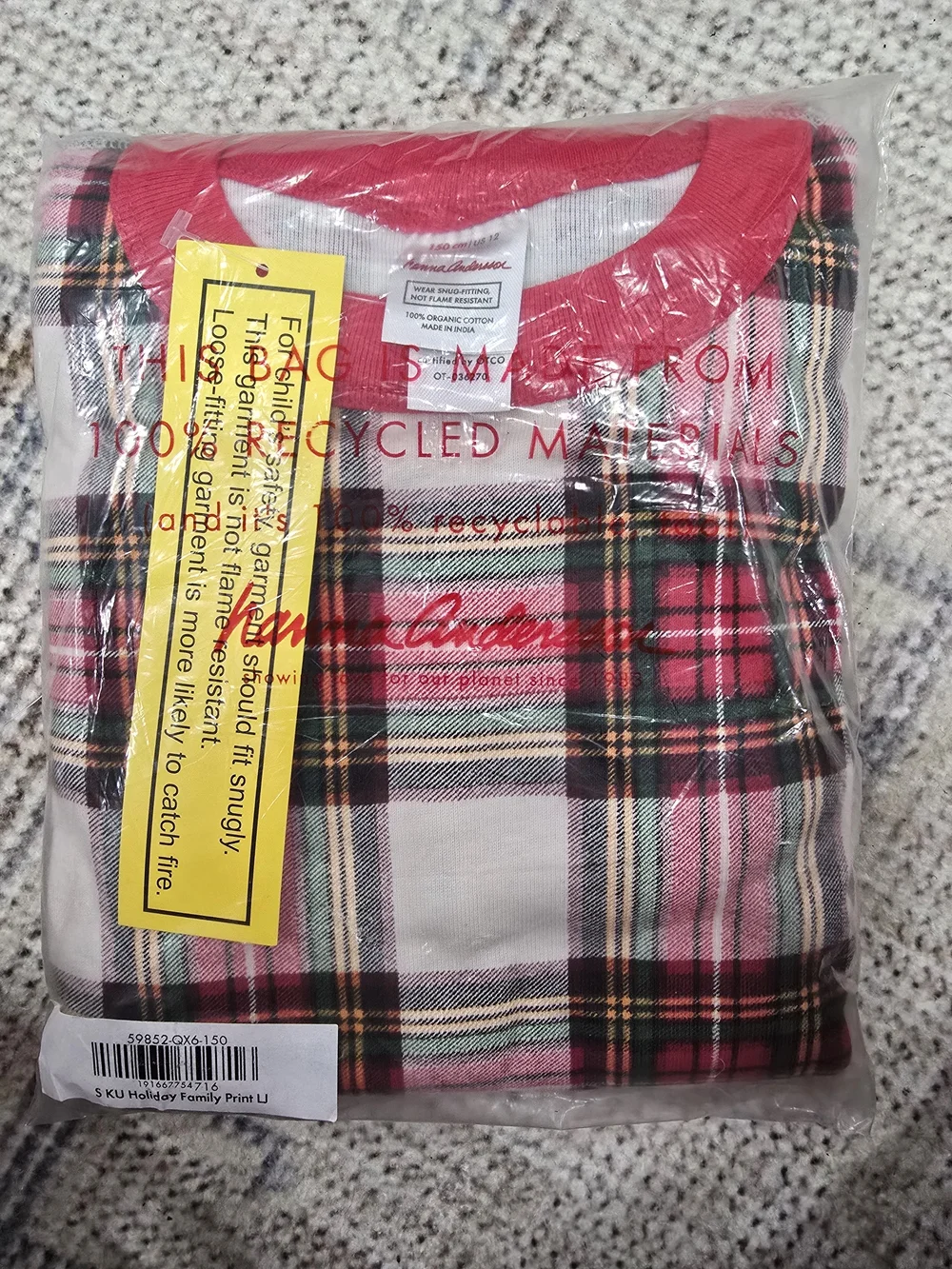 NEW Hanna Andersson Holiday Plaid 100% Organic Cotton